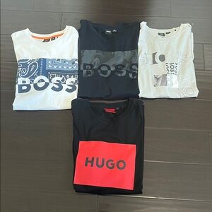 Hugo Boss Men's Black Graphic Tees 2XL / XXL - 4 Piece Bundle